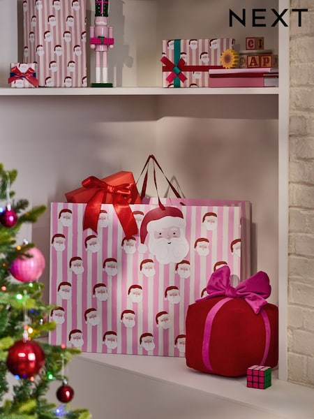 Pink Stripe Santa Christmas Large Gift Bags (AY7090) | €7.50