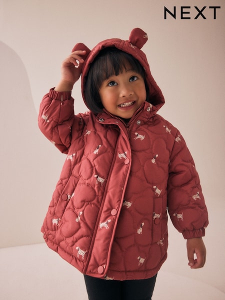 Rust Red Shower Resistant Heart Quilt Coat (3mths-7yrs) (AY7146) | 129 QAR - 148 QAR