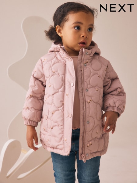 Lilac Purple Shower Resistant Heart Quilt Coat (3mths-7yrs) (AY7147) | €39 - €45