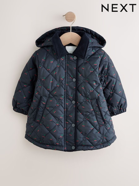 Navy Cherry Shower Resistant Embroidered Coat With Collar (3mths-7yrs) (AY7152) | €39 - €44