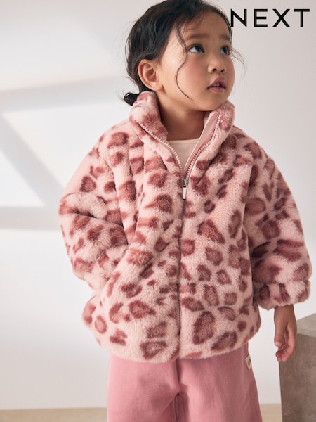 Pink Animal Faux Fur Bomber Jacket (12mths-7yrs) (AY7154) | €33 - €38