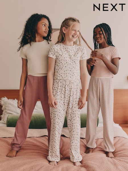 Pink Ditsy Floral Joggers Pyjamas Set 3 Pack (3-16yrs) (AY7194) | AED163 - AED234