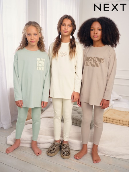 Neutral Slogan Legging Pyjamas 3 Pack (3-16yrs) (AY7195) | 158 QAR - 203 QAR