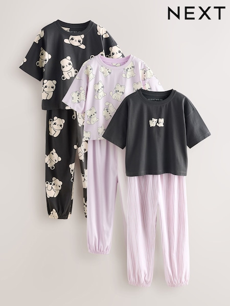 Black/White Panda Print Jogger Pyjamas 3 Pack (3-16yrs) (AY7197) | KRW68,100 - KRW84,500