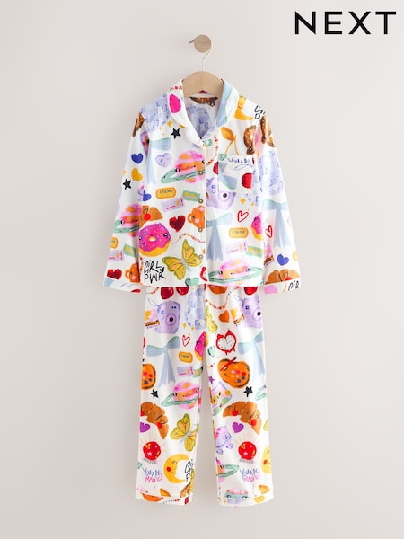 Ecru White Food Print Button Through Pyjamas (3-16yrs) (AY7199) | 84 QAR - 104 QAR