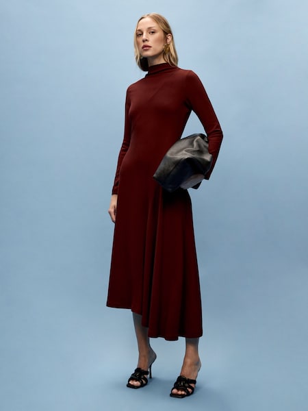 Vivere Purple Lisa Asymetric Long Sleeve Midi Dress (AY7200) | €258