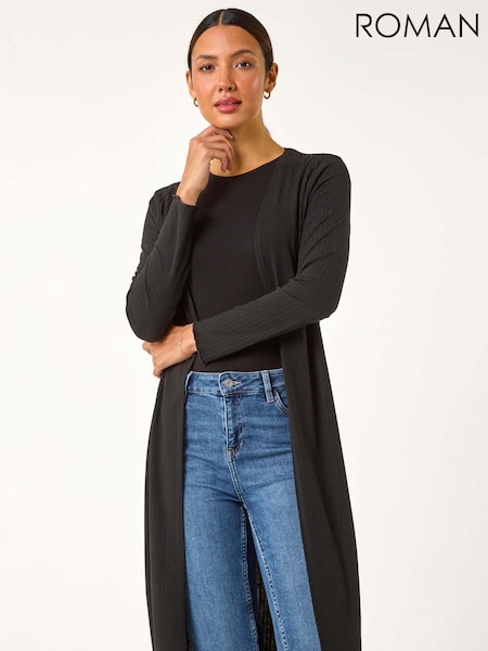 Roman Black Longline Snit Cardigan (AY7217) | 99 QAR