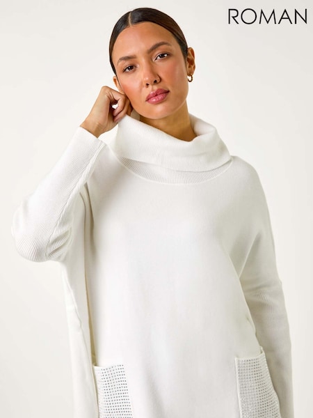 Roman white Sparkle Pocket Poncho Jumper (AY7230) | €56
