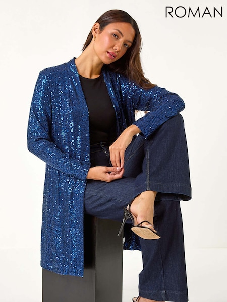 Roman Blue Longline Sequin Stretch Jacket (AY7242) | €79