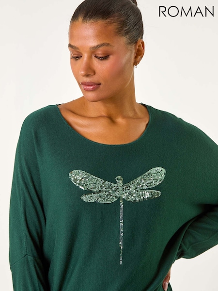 Vihreä - Roman Dragonfly Knitted Stretch-toppi (AY7279) | €63