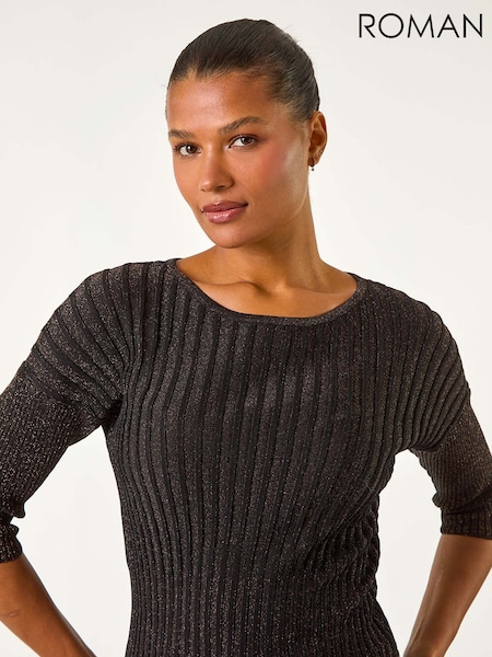 Roman Metallic Shimmer Ribbed Knitted Jumper (AY7289) | €53