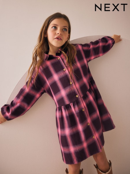 Rdeče-roza - Check Shirt Dress (3-16yrs) (AY7306) | € 20 - € 26