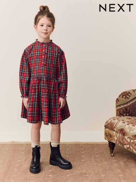 Red Check Check Placket Dress (3-16yrs) (AY7316) | €24 - €32
