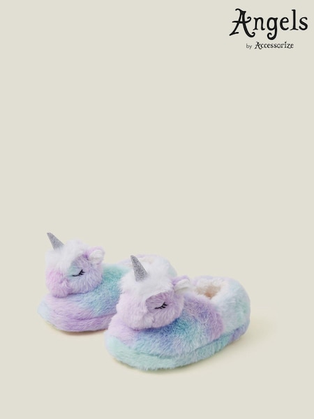 Angels By Accessorize Girls Sleepy Unicorn Faux Fur Slippers (AY7382) | ‏70‏₪ - ‏75‏ ₪