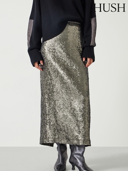 Hush Anais Sheer Sequin Midi Skirt (AY7421) | ‏503‏₪