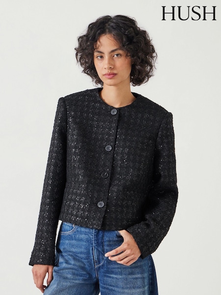 Hush Black Ester Sequin Boucle Jacket (AY7427) | €102