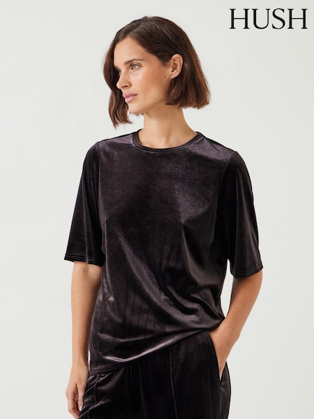 Hush Brown Hadley Relaxed Velvet T-Shirt (AY7428) | 123 QAR