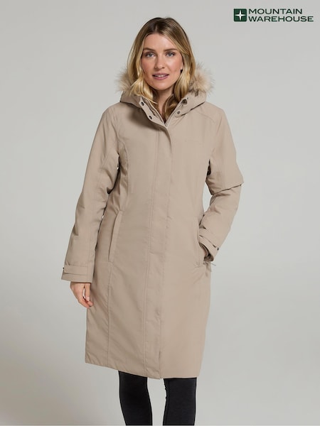 Mountain Warehouse Cream Womens Meadow Borg Lined Waterproof Jacket (AY7456) | €170