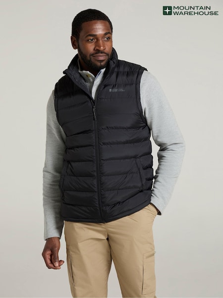 Mountain Warehouse Black Mens Seasons Faux Fur Lined Padded Gilet (AY7462) | €68