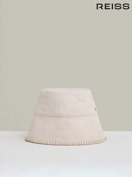 Reiss Off White Winnie Cotton Blanket-Stitch Bucket Hat (AY7470) | €55