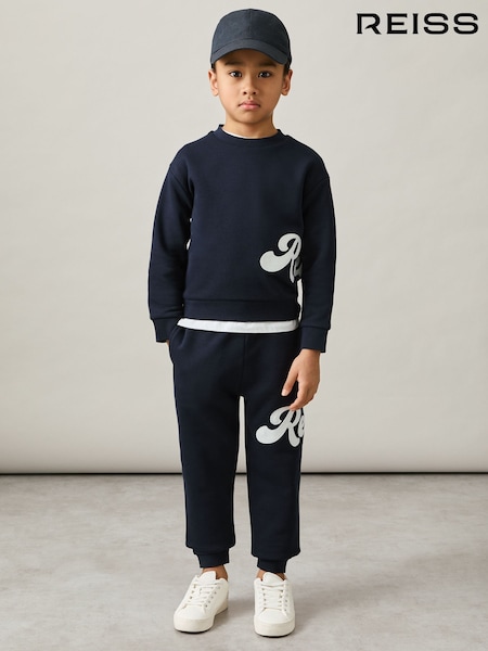 Reiss Navy Clayton 3-9 yrs Cotton-Blend Logo Script Joggers (AY7482) | €50