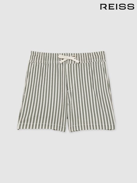 Reiss Sage/White Bay 13-14 yrs Seersucker Striped Swim Shorts (AY7495) | €46