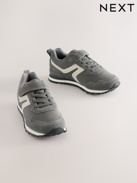 Grey Standard Fit (F) One Strap Elastic Lace Trainers (AY7507) | €36 - €47