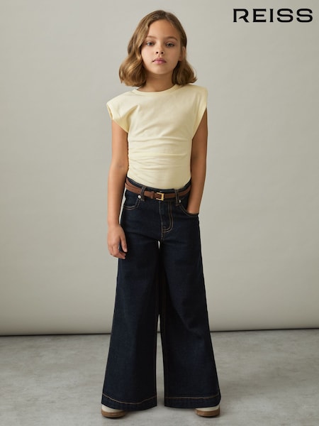 Zitrone - Reiss Sadie Baumwoll-Jersey-Oberteil mit Flügelärmeln und Raffung (AY7524) | 40 €