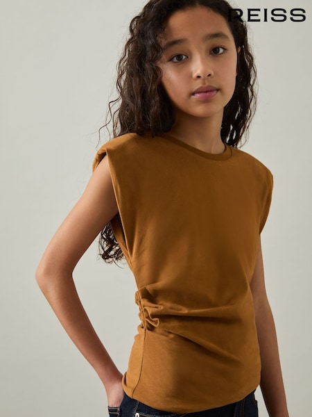 Gerben - Reiss Sadie Baumwoll-Jersey-Oberteil mit Flügelärmeln und Raffung (AY7526) | 40 €