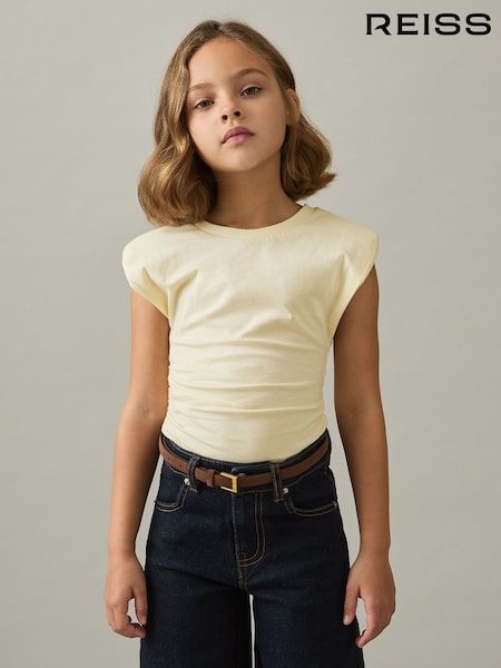 Limón - Reiss Sadie Cotton Jersey Cap Sleeve Ruched Top (AY7540) | 30 €