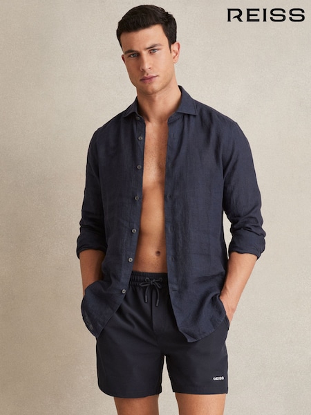 Reiss Navy Cove Logo Print Swim Shorts (AY7551) | €88