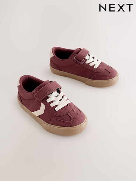 Red Burgundy Wide Fit (G) Touch Fastening Elastic Lace Trainers (AY7580) | AED81 - AED97