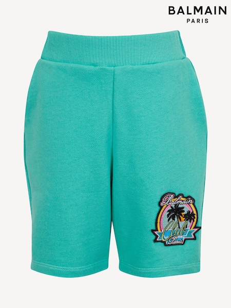 Balmain Green Palm Tree Logo Jersey Shorts (AY7649) | AED705 - AED804