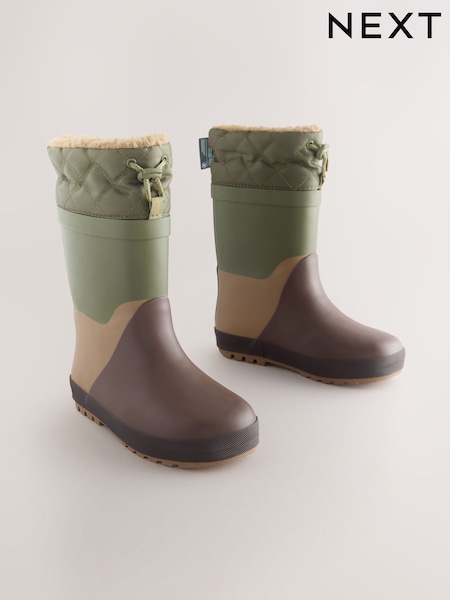 Brown Colourblock Warm Lined Cuff Wellies (AY7650) | AED86 - AED102