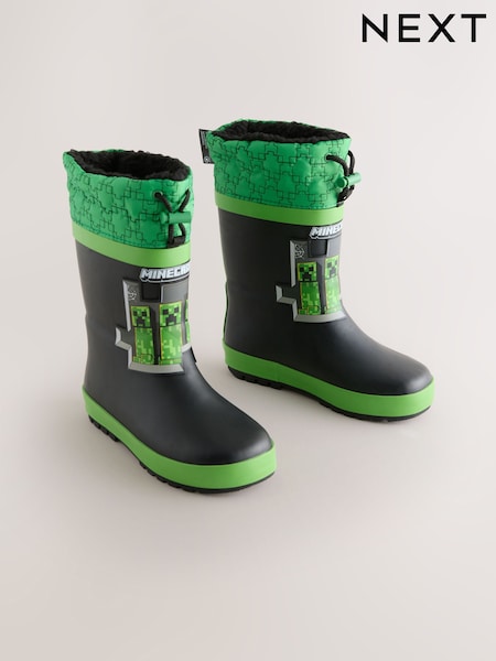 Black/Green Minecraft Warm Lined Cuff Wellies (AY7656) | AZN 57 - AZN 62