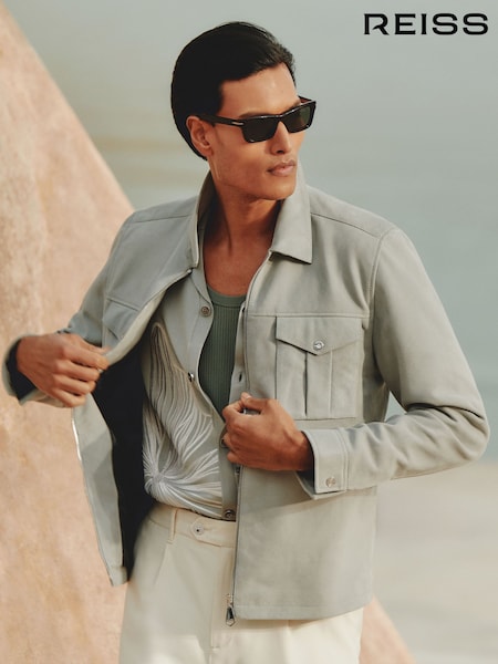 Reiss Soft Blue Belle Suede Zip-Through Jacket (AY7670) | €606