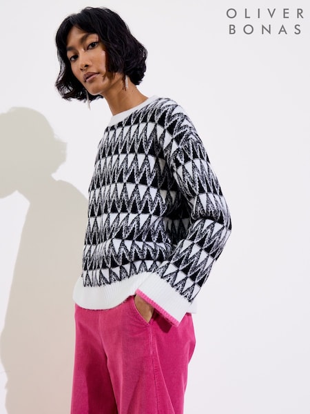 Oliver Bonas Black Zig Zag Knitted Jumper (AY7714) | € 47