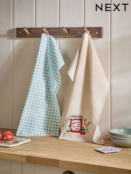 Set of 2 Jam Jar Embroidered Tea Towels (AY7757) | ‏49‏₪