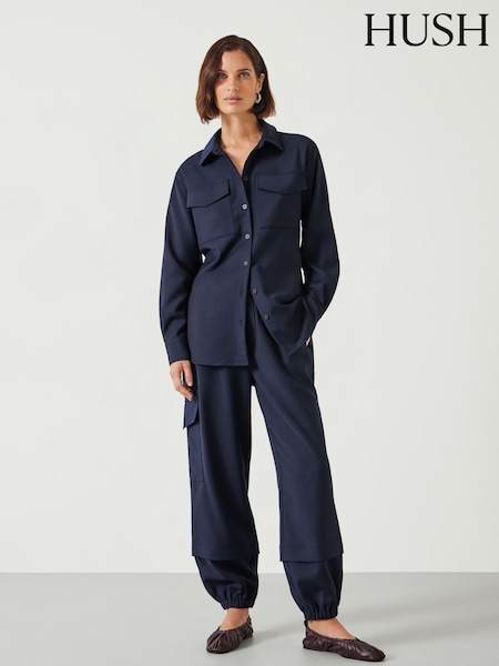 Hush Blue Ava Wool Cargo Trousers (AY7780) | ₪654