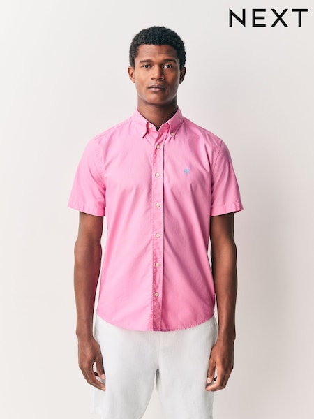 Рожевий - Oxford Short Sleeve 100% Cotton Shirt (AY7852) | 891 грн