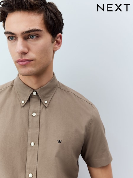Stone Natural Stretch Oxford Short Sleeve Shirt (AY7870) | €32