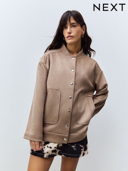 Neutral Faux Suede Bomber Jacket (AY7894) | €59