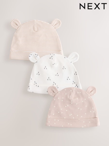 Neutral Baby 100% Cotton Beanie Hats 3 Pack (0-12mths) (AY7912) | AED23
