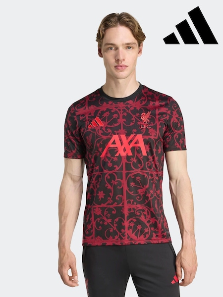 adidas Black/Red Liverpool FC 25/26 Pre Match Jersey (AY7986) | AED349