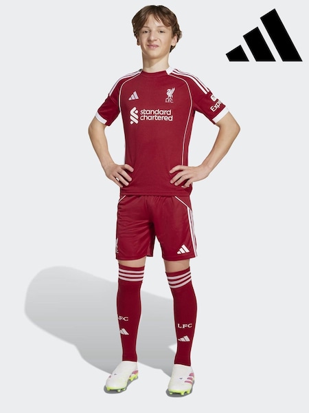 adidas Bright Red Kids Liverpool FC 25/26 Home Shorts (AY7996) | 148 QAR