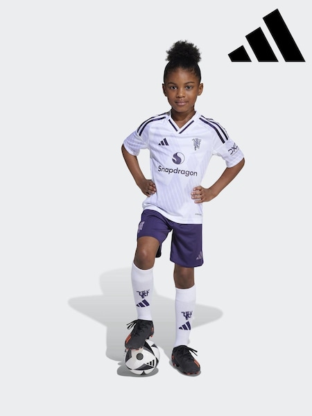 adidas White Mini Kids Manchester United 25/26 Away Kit (AY8014) | AED291