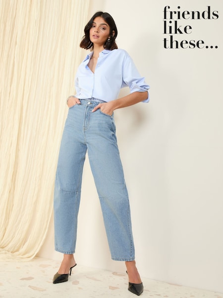 Синий с эффектом выбеливания - Friends Like These Denim Barrel Jeans (AY8043) | €56
