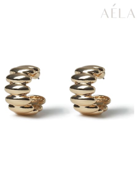 Aela Gold Tone Chunky Ridged Hoop Earrings (AY8063) | € 16