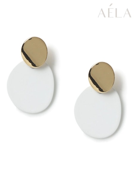 Aela Mini Powdercoat Drop Gold Tone and White Earrings (AY8065) | €12
