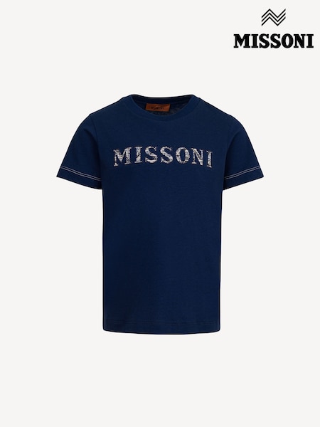 Missoni Blue Applique Logo Short Sleeve T-Shirt (AY8082) | AED705 - AED780